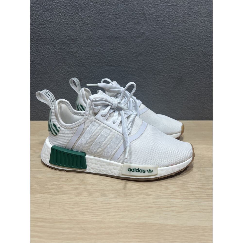 Adidas NMD_R1 White/Green Sneakers Womens Size 6 - Picture 3 of 13